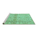 Sideview of Machine Washable Abstract Turquoise Modern Area Rugs, wshabs4180turq