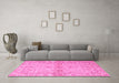 Machine Washable Abstract Pink Modern Rug in a Living Room, wshabs4180pnk