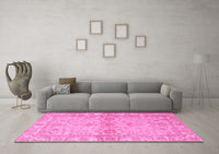 Machine Washable Abstract Pink Modern Rug, wshabs4180pnk