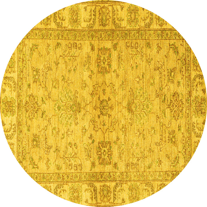 Round Abstract Yellow Modern Rug, abs4180yw