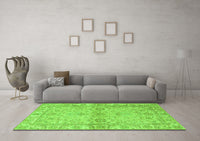 Machine Washable Abstract Green Modern Rug, wshabs4180grn