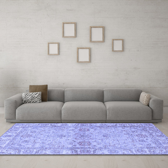 Machine Washable Abstract Blue Modern Rug in a Living Room, wshabs4180blu