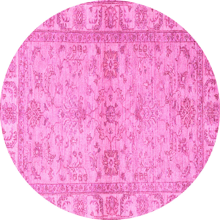Round Machine Washable Abstract Pink Modern Rug, wshabs4180pnk
