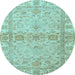 Round Abstract Light Blue Modern Rug, abs4180lblu