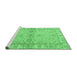 Sideview of Machine Washable Abstract Emerald Green Modern Area Rugs, wshabs4180emgrn