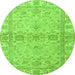 Round Machine Washable Abstract Green Modern Area Rugs, wshabs4180grn