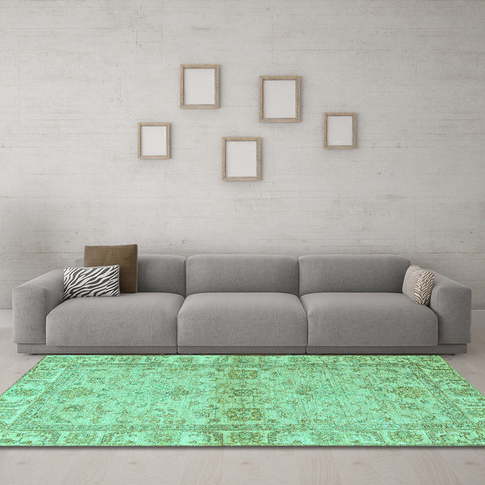Machine Washable Abstract Turquoise Modern Area Rugs in a Living Room,, wshabs4180turq