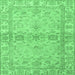 Square Machine Washable Abstract Emerald Green Modern Area Rugs, wshabs4180emgrn