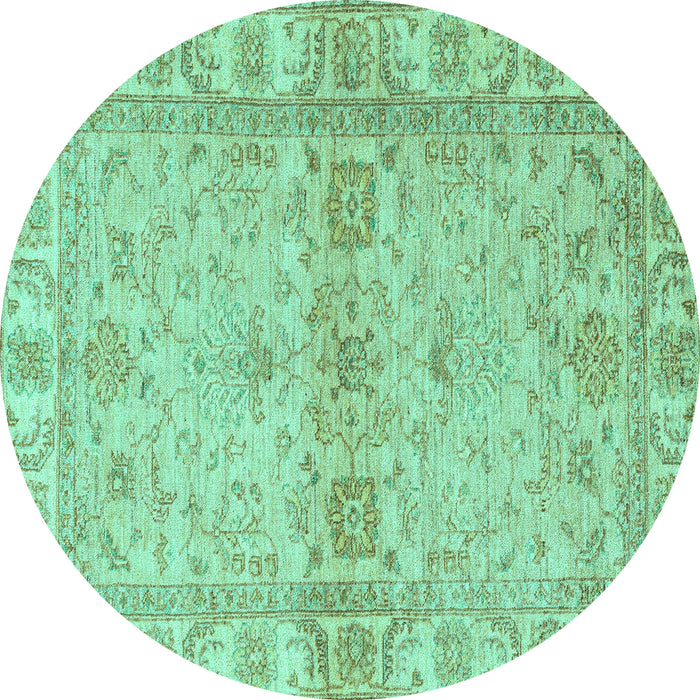 Round Abstract Turquoise Modern Rug, abs4180turq
