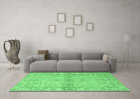 Machine Washable Abstract Emerald Green Modern Rug, wshabs4180emgrn