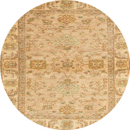 Round Machine Washable Abstract Chrome Gold Yellow Rug, wshabs4180