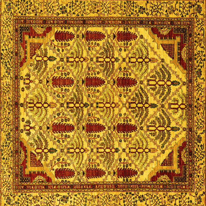 Square Abstract Yellow Modern Rug, abs4181yw
