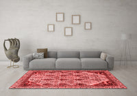 Machine Washable Abstract Red Modern Rug, wshabs4181red