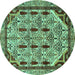 Round Abstract Turquoise Modern Rug, abs4181turq