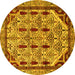 Round Abstract Yellow Modern Rug, abs4181yw