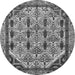 Round Machine Washable Abstract Gray Modern Rug, wshabs4181gry