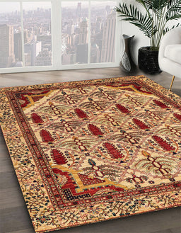 Abstract Orange Modern Rug in Family Room, abs4181