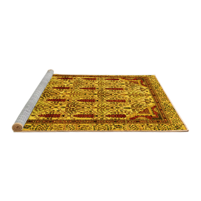 Sideview of Machine Washable Abstract Yellow Modern Rug, wshabs4181yw