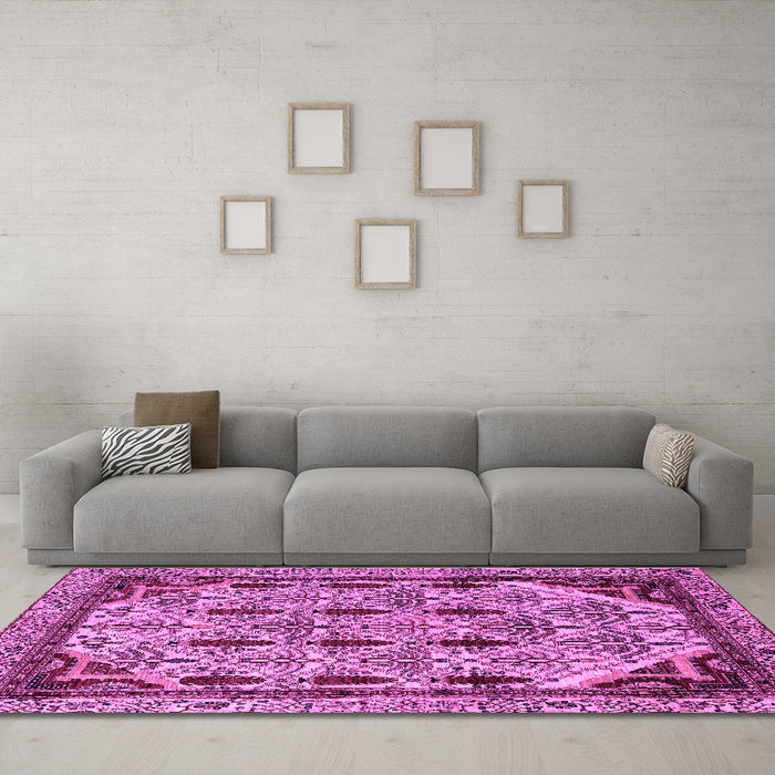 Machine Washable Abstract Purple Modern Area Rugs in a Living Room, wshabs4181pur
