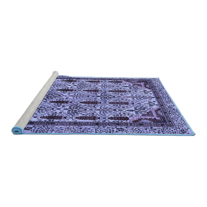 Sideview of Machine Washable Abstract Blue Modern Rug, wshabs4181blu