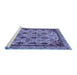 Sideview of Machine Washable Abstract Blue Modern Rug, wshabs4181blu