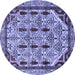 Round Abstract Blue Modern Rug, abs4181blu