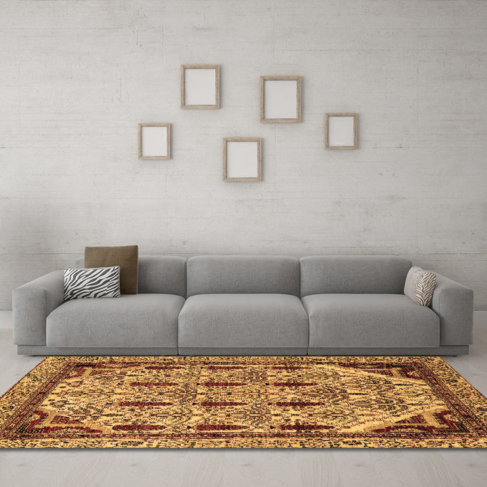 Machine Washable Abstract Brown Modern Rug in a Living Room,, wshabs4181brn
