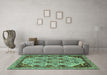 Machine Washable Abstract Turquoise Modern Area Rugs in a Living Room,, wshabs4181turq