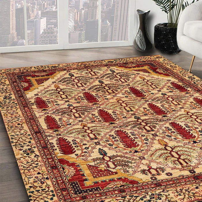 Abstract Orange Modern Rug in Family Room, abs4181