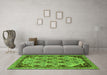 Machine Washable Abstract Green Modern Area Rugs in a Living Room,, wshabs4181grn