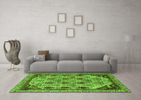 Machine Washable Abstract Green Modern Rug, wshabs4181grn