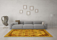 Machine Washable Abstract Yellow Modern Rug, wshabs4181yw