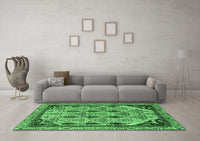 Machine Washable Abstract Emerald Green Modern Rug, wshabs4181emgrn