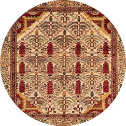 Round Abstract Orange Modern Rug, abs4181