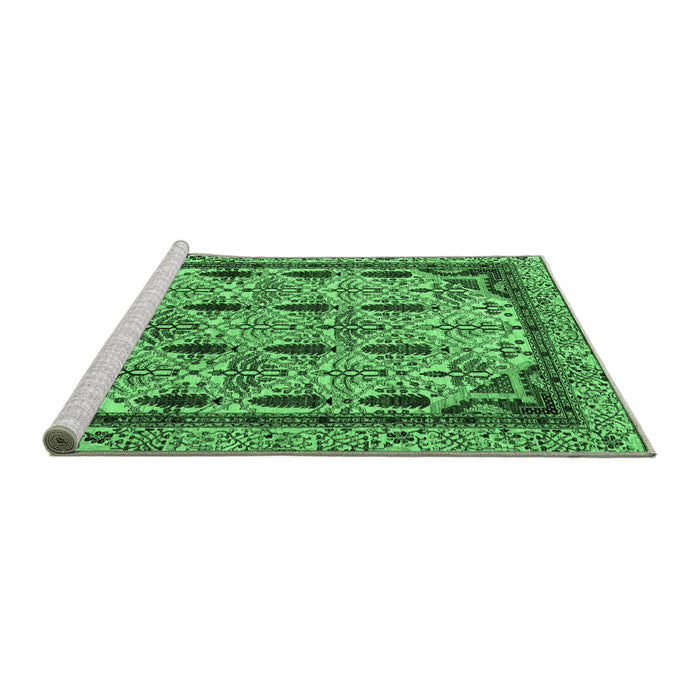 Sideview of Machine Washable Abstract Emerald Green Modern Area Rugs, wshabs4181emgrn