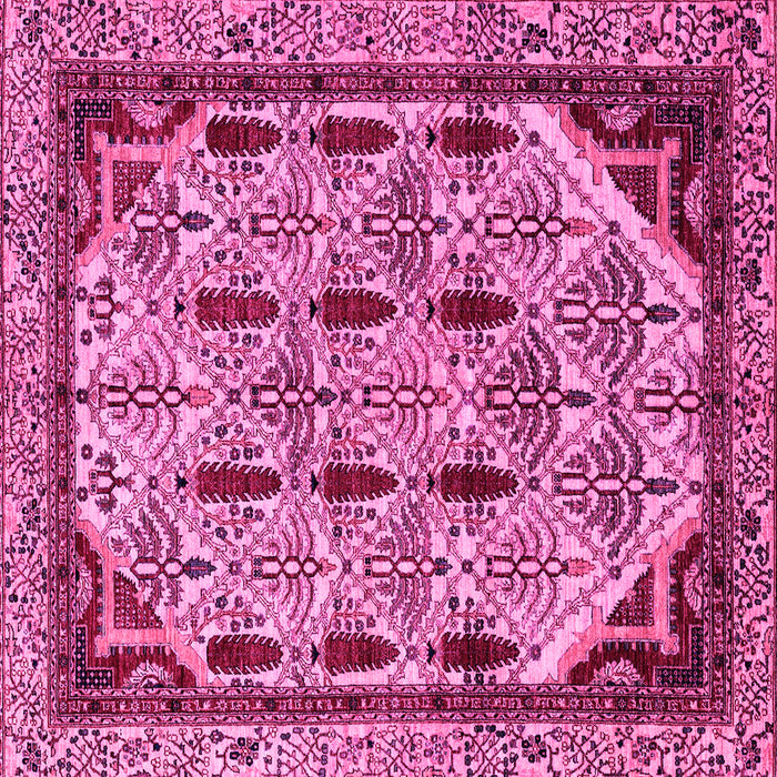 Square Machine Washable Abstract Pink Modern Rug, wshabs4181pnk