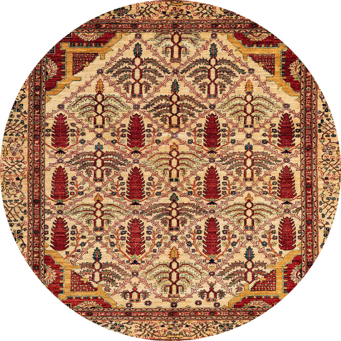 Round Machine Washable Abstract Orange Rug, wshabs4181