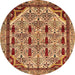 Round Machine Washable Abstract Orange Rug, wshabs4181