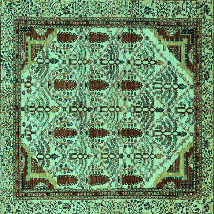 Square Machine Washable Abstract Turquoise Modern Area Rugs, wshabs4181turq