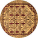 Round Abstract Brown Modern Rug, abs4181brn