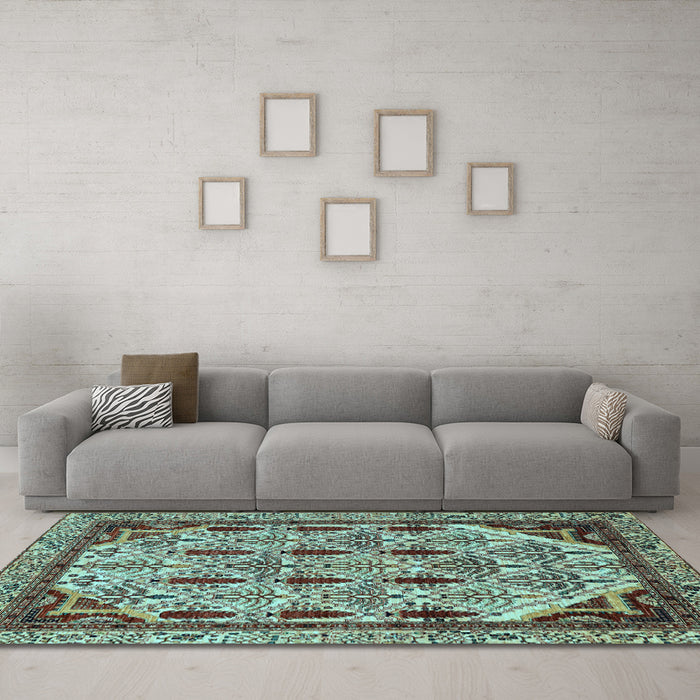 Machine Washable Abstract Light Blue Modern Rug in a Living Room, wshabs4181lblu