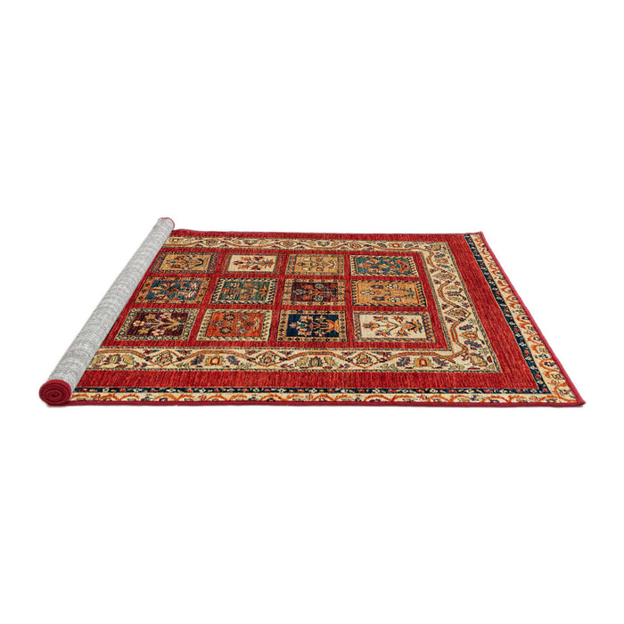 Sideview of Machine Washable Abstract Red Rug, wshabs4182