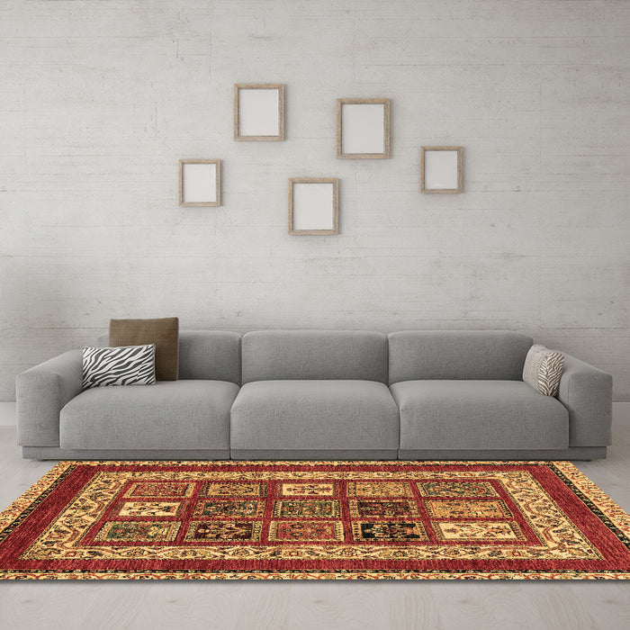 Machine Washable Abstract Brown Modern Rug in a Living Room,, wshabs4182brn