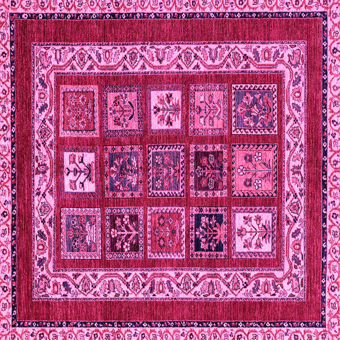 Square Machine Washable Abstract Pink Modern Rug, wshabs4182pnk