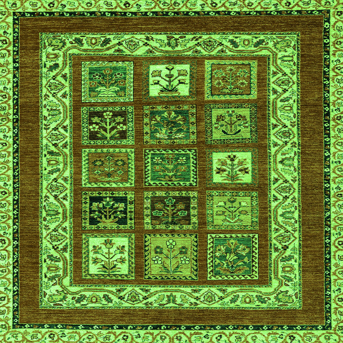 Square Machine Washable Abstract Green Modern Area Rugs, wshabs4182grn