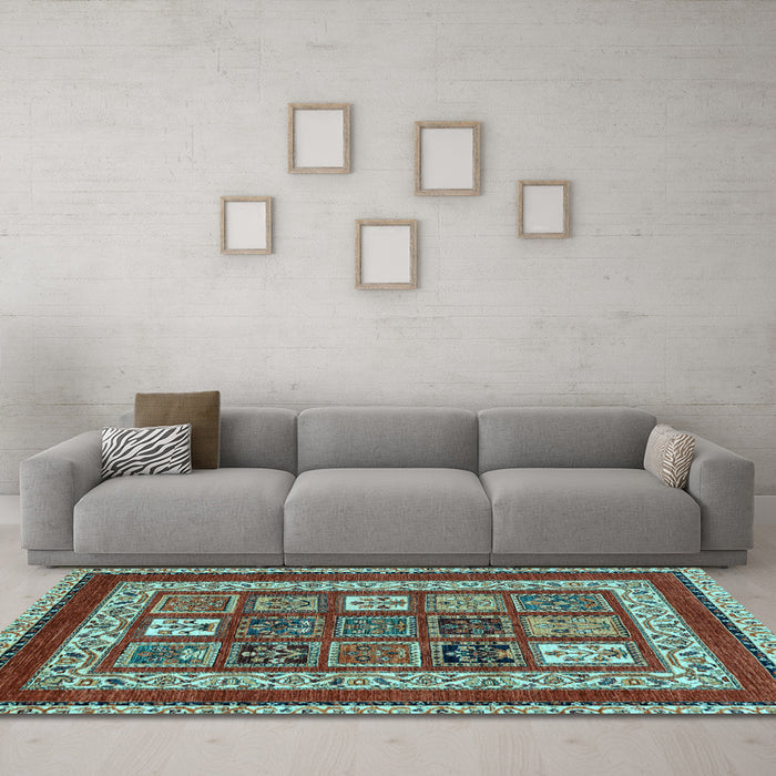 Machine Washable Abstract Light Blue Modern Rug in a Living Room, wshabs4182lblu