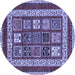 Round Machine Washable Abstract Blue Modern Rug, wshabs4182blu