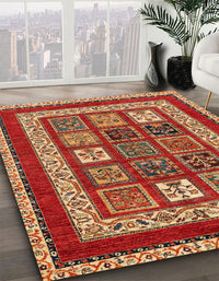 Abstract Red Modern Rug, abs4182