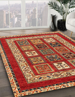 Abstract Red Modern Rug in Family Room, abs4182