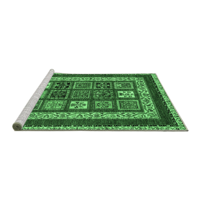 Sideview of Machine Washable Abstract Emerald Green Modern Area Rugs, wshabs4182emgrn